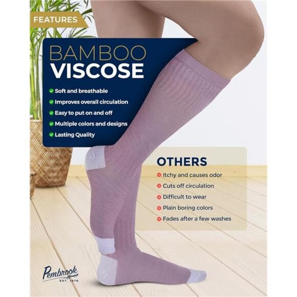 Bamboo Viscose Light Compression Socks - 3 Pairs | 8-15 mmhg - Picture 4 of 7
